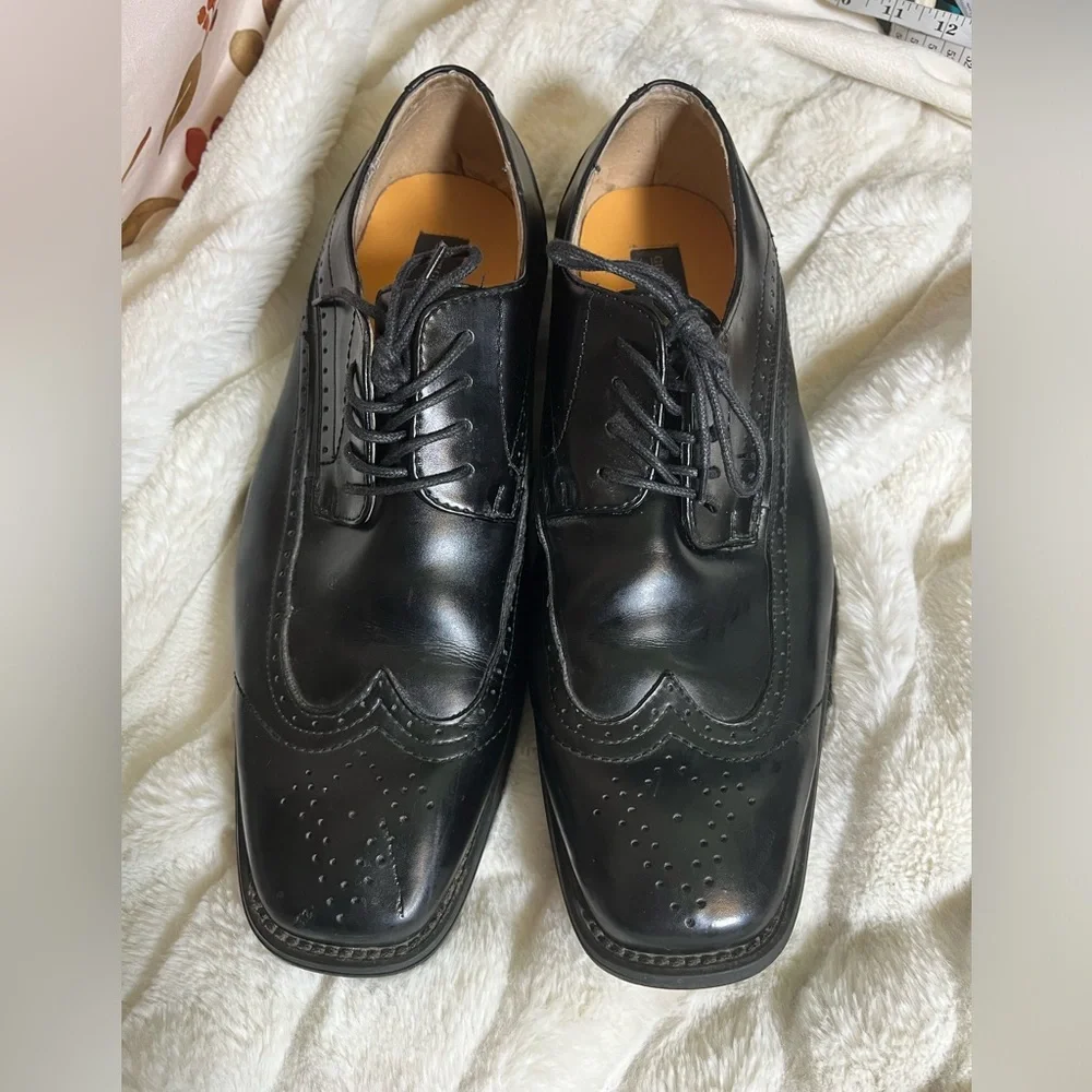 Giorgio Brutini Mens 11.5M Derby Black Lace Up Square Toe Workwear Office Shoes